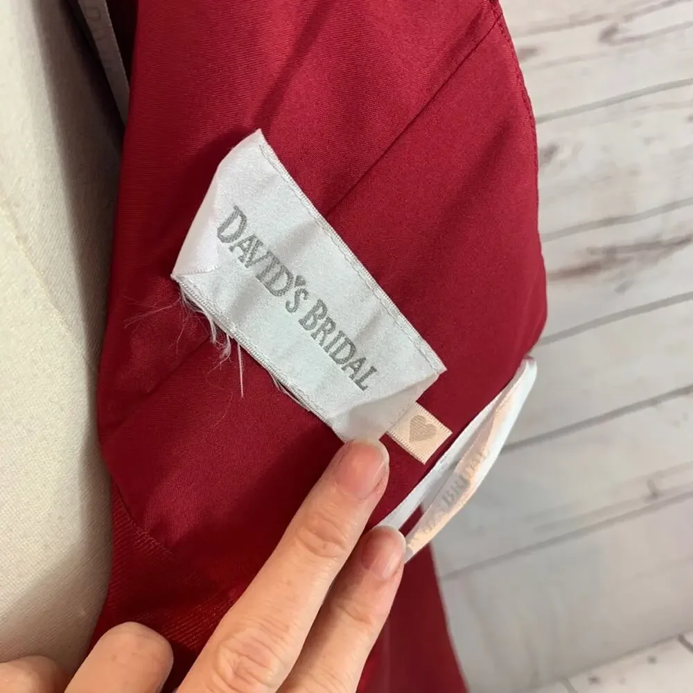 David’s Bridal red strapless gown flower top - Picture 6 of 6